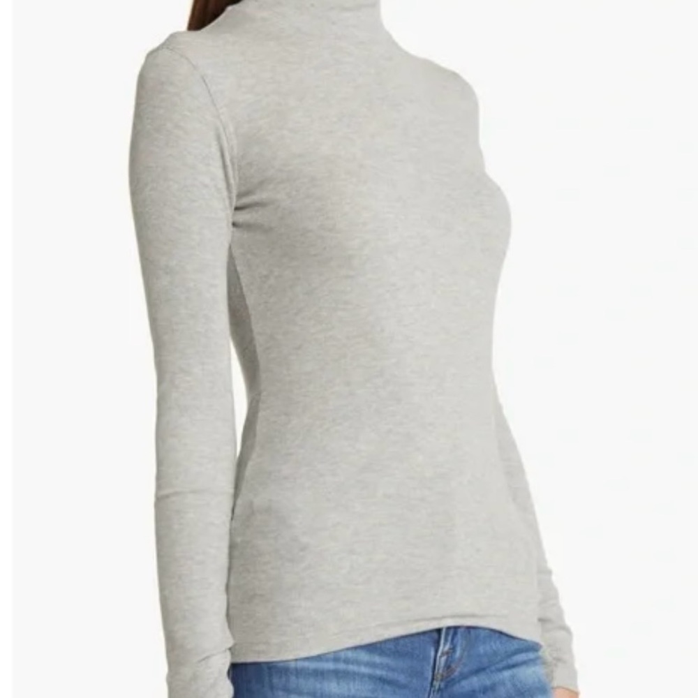 Frame Ribbed Mock Neck Top